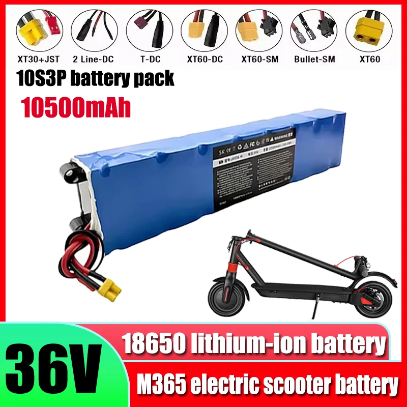 36V 10500mAh 10S3P battery pack 18650 lithium-ion battery, used for replacing batteries in M365 electric scooters
