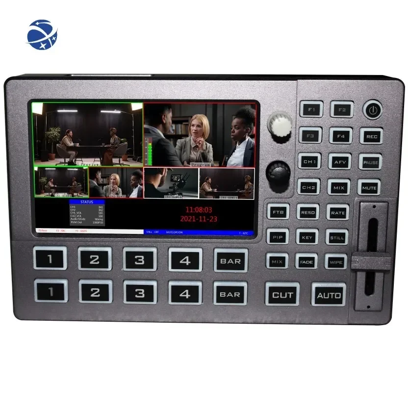 DeviceWell HDS8101 Layar 5" PIP 4-CH OBS Vmix Live Professional HD Broadcasting Switcher
