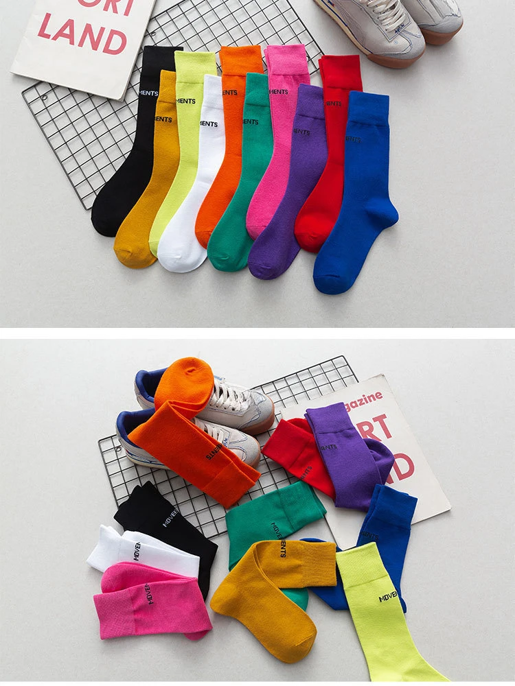 Frauen Bunte Lose Kein Pilling Socken Stricken Rippe Dünne Frühling Sommer Weibliche Socken Hohe Rohr Streetwear Weiche Socke – Detail 9