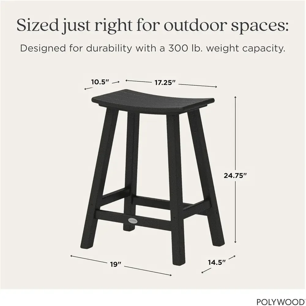 All-Weather 24 Counter Height Outdoor Bar Stools - Durable HDPE for Patio, Pool, Garden & Backyard - Sand view 2