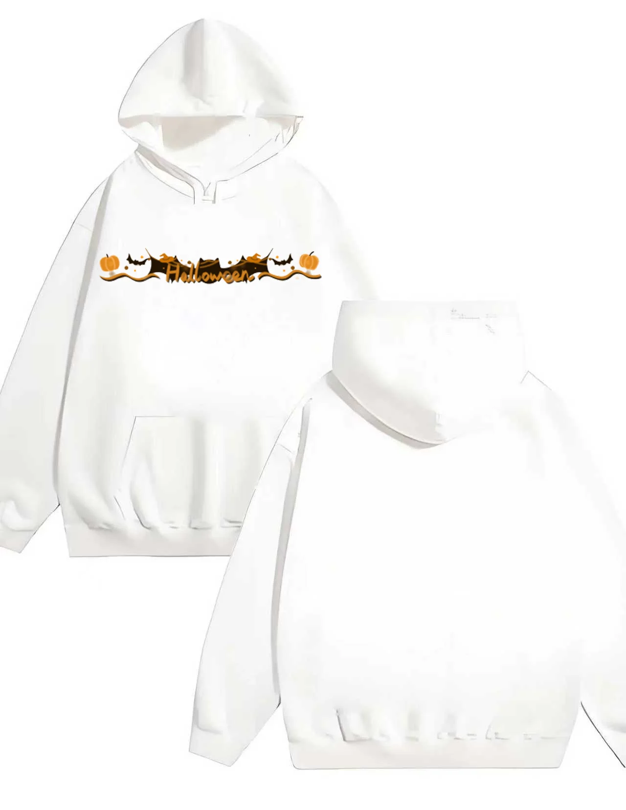 2025 New popular Halloween pumpkin letter printed loose and casual 330G heavy duty hooded sweatshirt for both men and women
