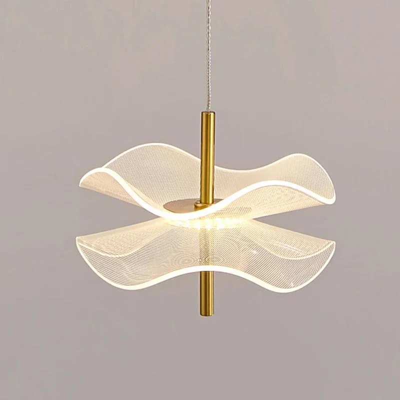 

Simple Restaurant Small Chandelier LED Art Design Bedroom Bedside Lamp Acrylic Light Guide Design Lotus Leaf Pendant Lights