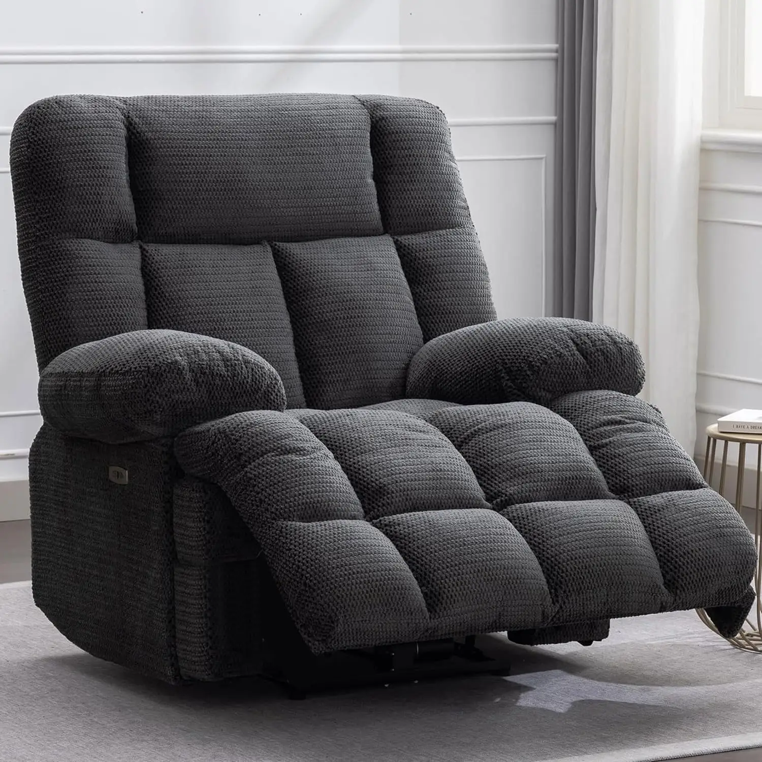 

Oversized Power Zero Gravity Recliner Chairs Adults Electric Reclining 0 Gravity Chair Big Man Soft Fabric Overstuffed Single Re