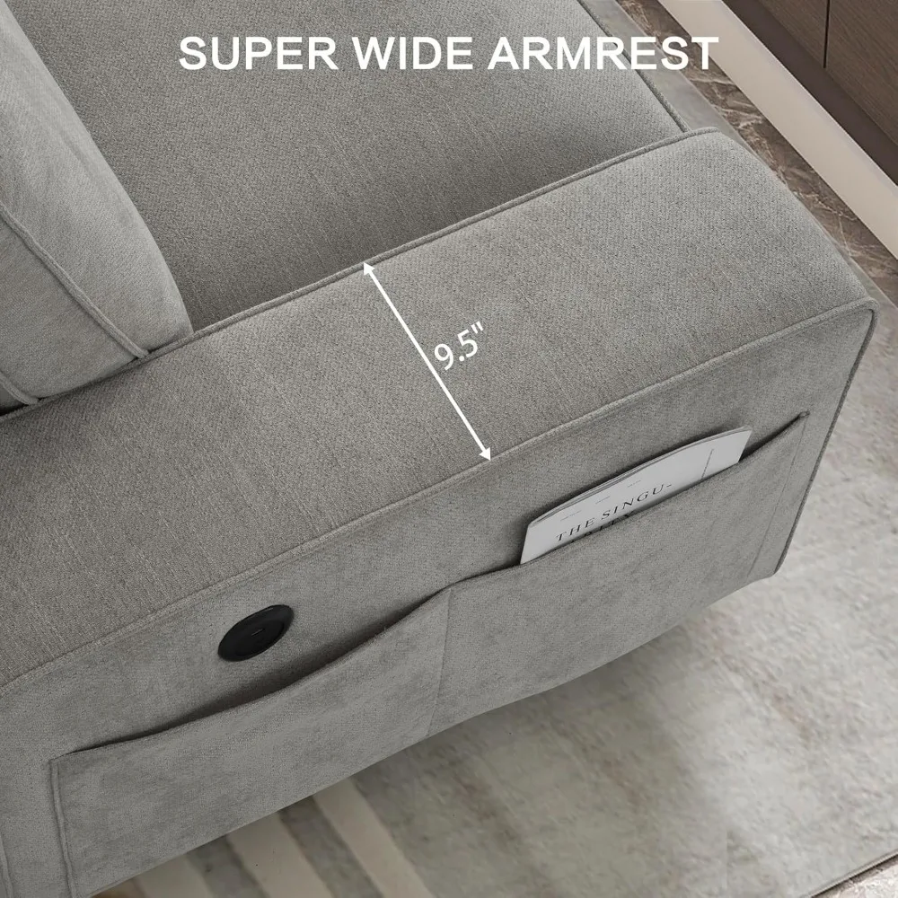 أرائك مقطعية على شكل حرف L من الشنيل لغرفة المعيشة، أريكة وحدات مريحة قابلة للتحويل مع كرسي تخزين للمساحات الصغيرة، منتصف السن