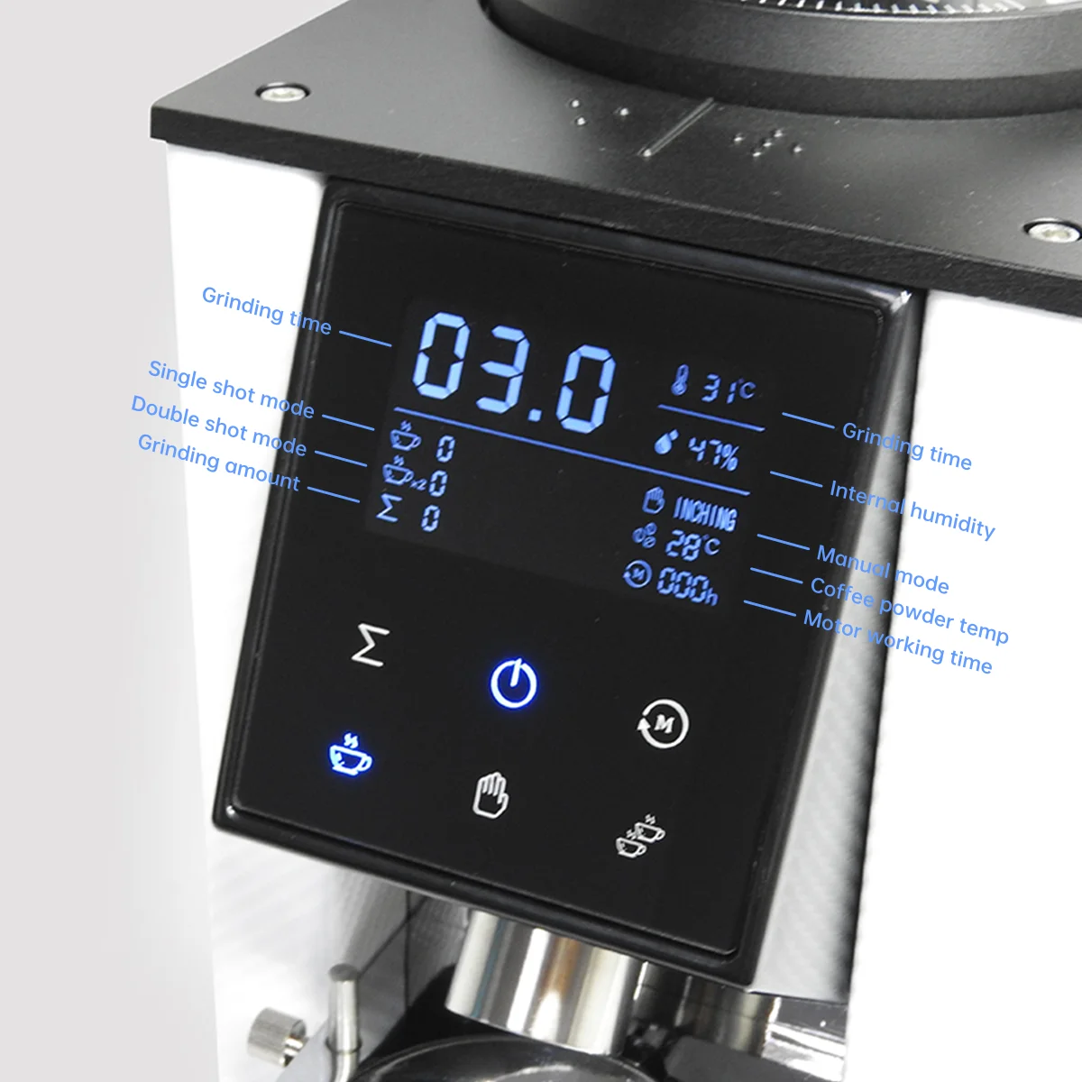 ZF64WP 2025 Best-Selling High-End Commercial LED Screen Touch Coffee Grinder Automatic for Hotels-Factory Direct Wholesale