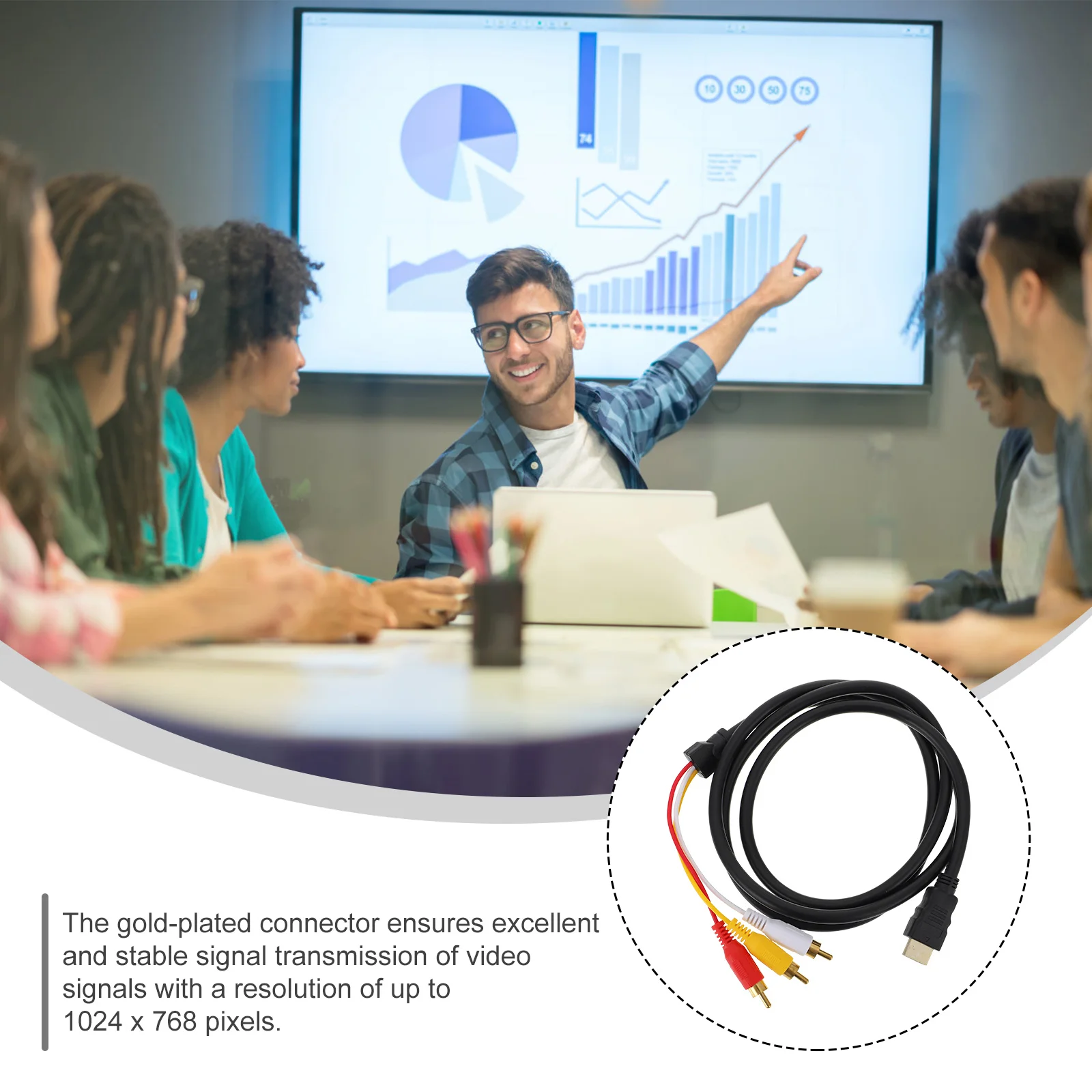 إلى محول كابل لجهاز عرض دي في دي كابل مركب عالي الوضوح لنقل الصوت والفيديو مطلي بالذهب