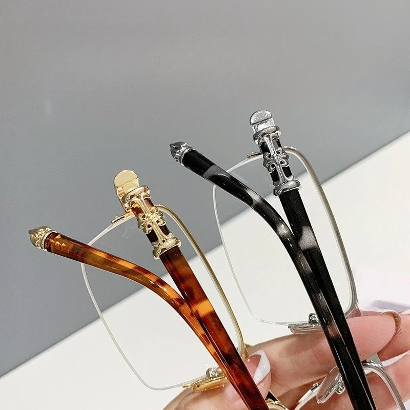 Modische Halbrahmen-Lesebrille für Männer und Frauen, hochwertige Anti-Blaulicht-Ultraleichte Presbyopie-Brille, 0+100 bis+400 – Detail 5