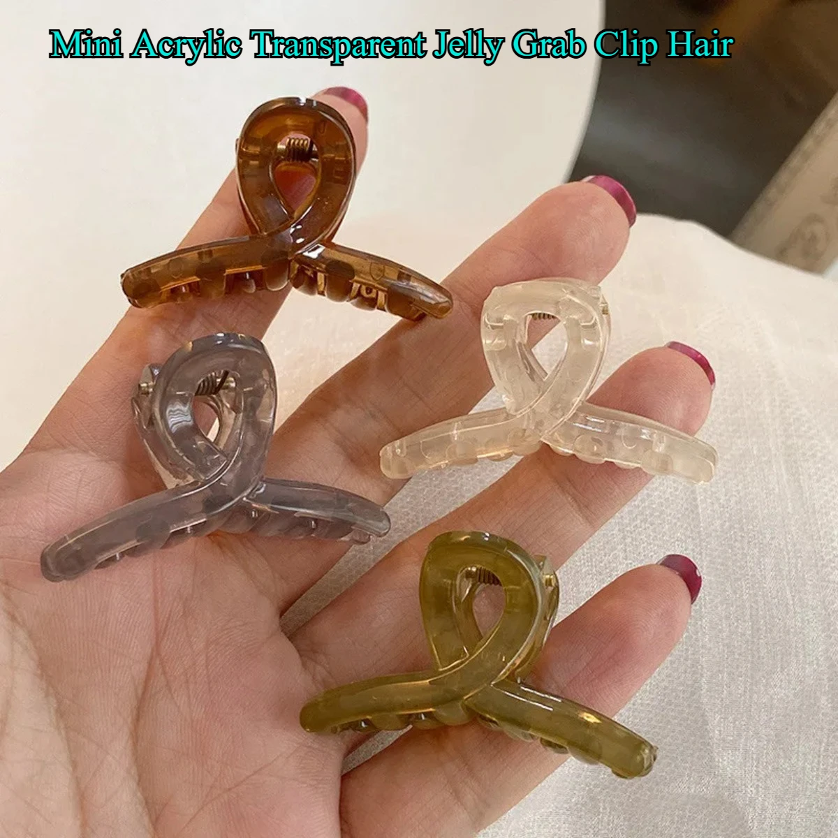 New AISHG 4.5CM Mini Acrylic Transparent Jelly Grab Clip Hair Crab Ponytail Braid Claw Sweet Women Korean Hair Clip Accessories