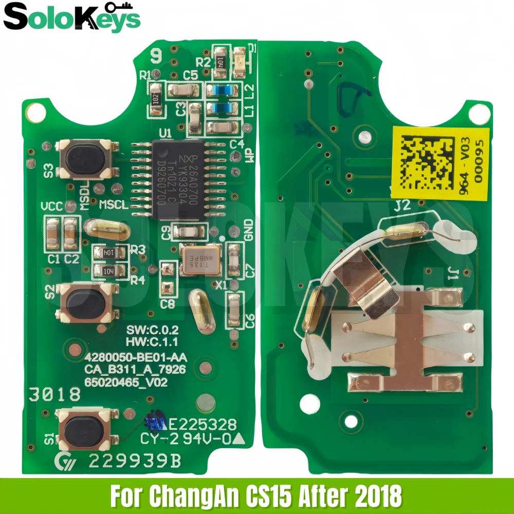 SOLOKEYS 433MHz 0riginal Folding Remote Control Key For Changan CS15 2016 2017 After 2018 3 Buttons