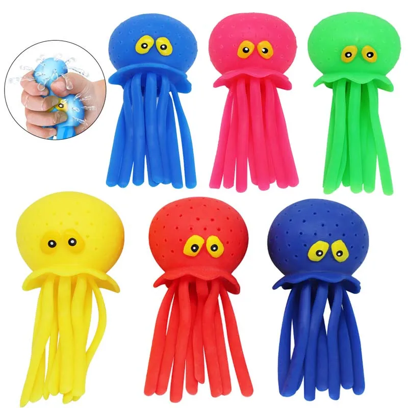 

6 Colors Sponge Absorbent Octopus Baby Bath Toys Squeezing Stress Relief Toys Summer Swimming Pool Play Water Toy for Children