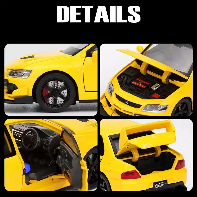 1:32 Lancer Evolution EVO Simulation Car Model Metal Diecasts Toy Vehicles Alloy Decoration Sound Light Metal Man Kids Gift Boy