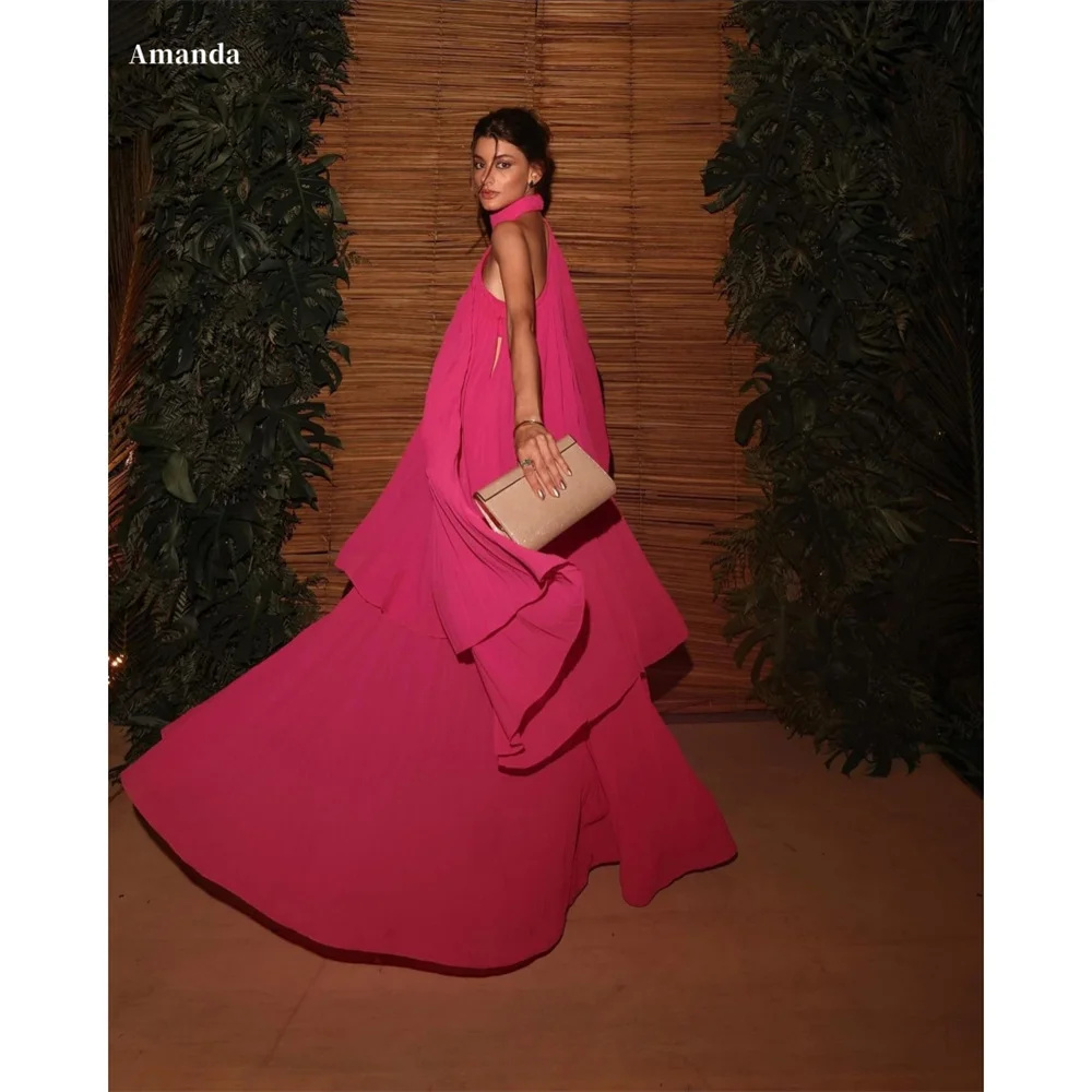 Amanda Customized Pink One Shoulder Pleated Prom Dresses Sleeveless Asymmetrical vestidos de noche Floor-Length Formal Evening