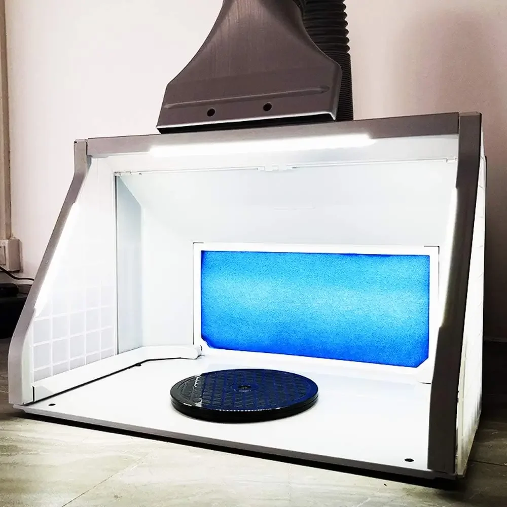 Airbrush Spray Booth with LED Lights, Turntable for Model Painting | Large 21.7