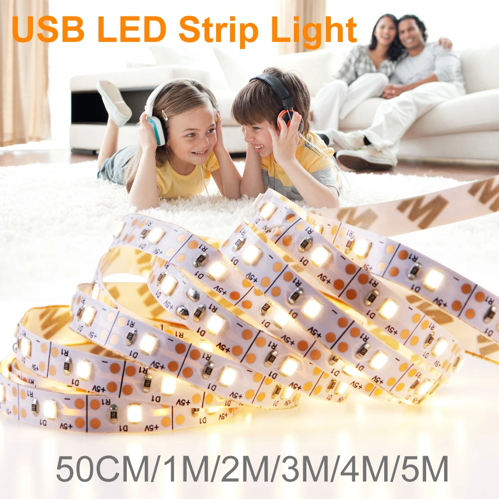 

2835 SMD LED Strip USB Lamp Tape TV Backlight Diode 0.5M 1M 2M 3M 4M 5M Leds Lights For Home Bedroom Room Decor Lighting Ribbon