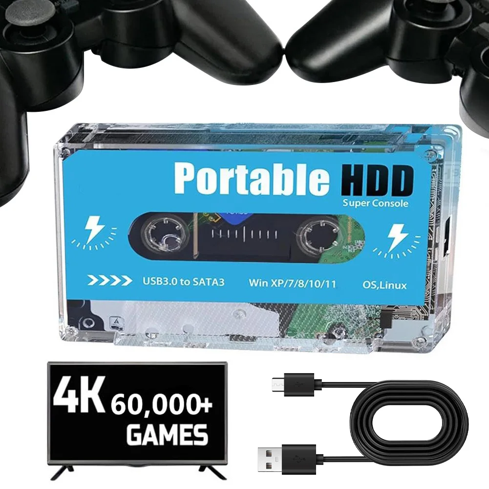 500G HDD Retro Game HDD Support 70 Simulator 55000 Games Batocera Portable External Hard Disk Drive 3.0 USB for PS3/PS2/WIIU/DC