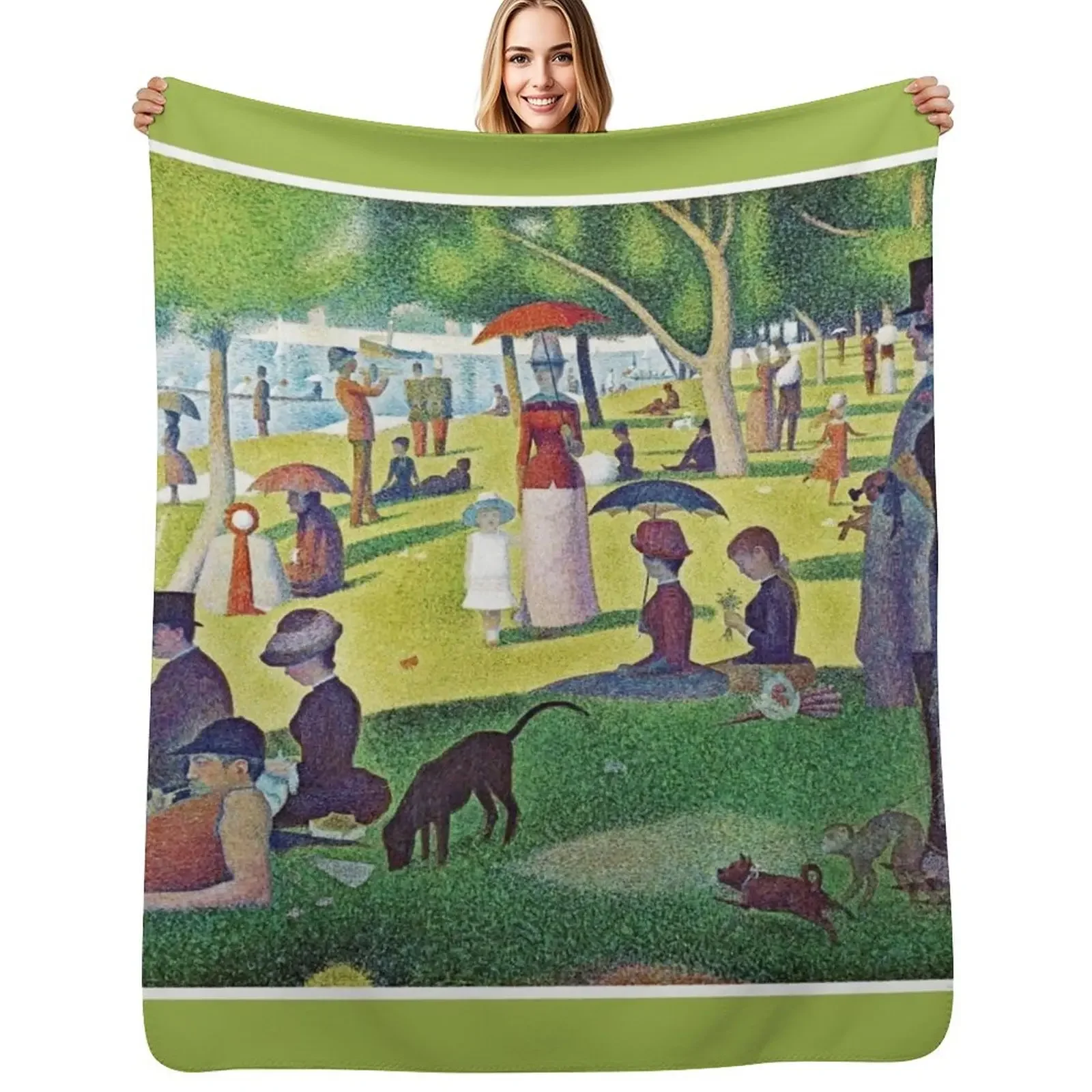 

Seurat's A Sunday Afternoon on La Grande Jatte - Fine Art Pointillism Throw Blanket Kid'S Furrys Flannel Fabric Plush Blanket