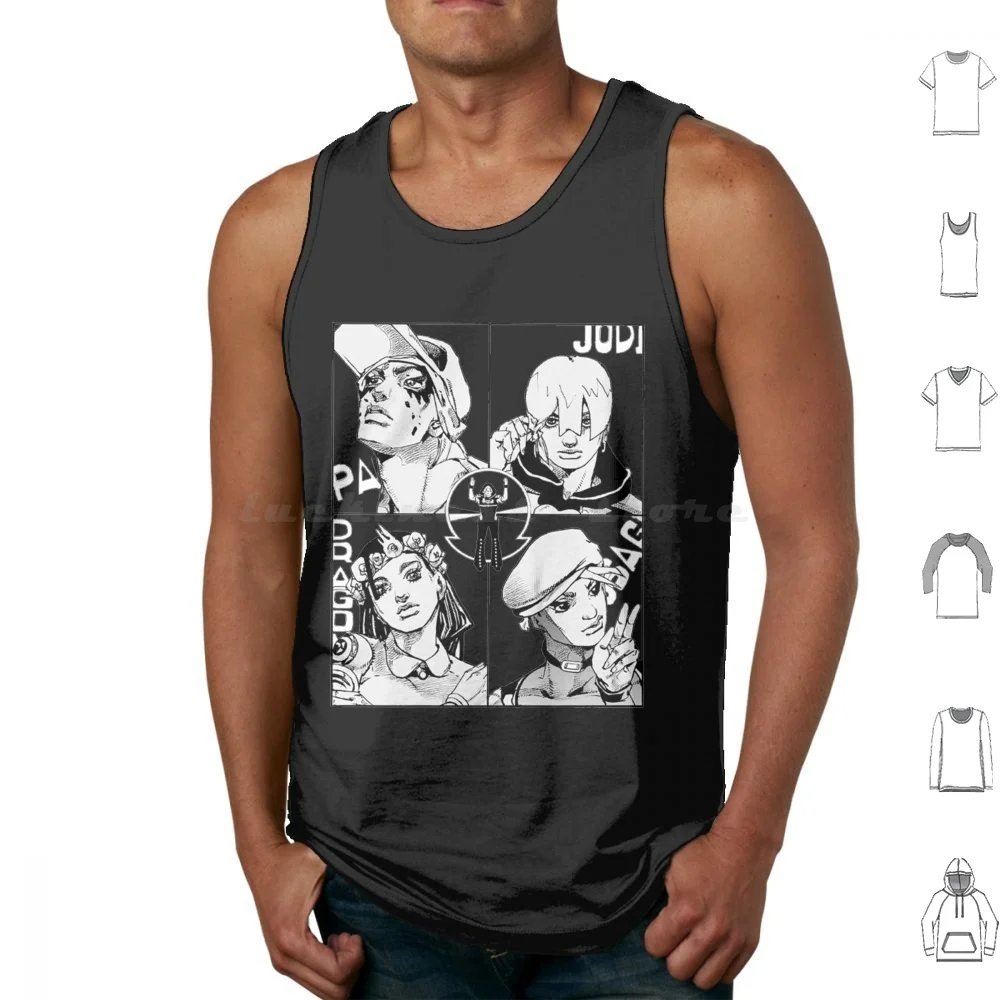 Jojolands Main Cast Tank Tops Vest Sleeveless Jojos Bizarre Adventure Jjba Jojolands Jodio Joestar Dragona Joestar Usagi Paco