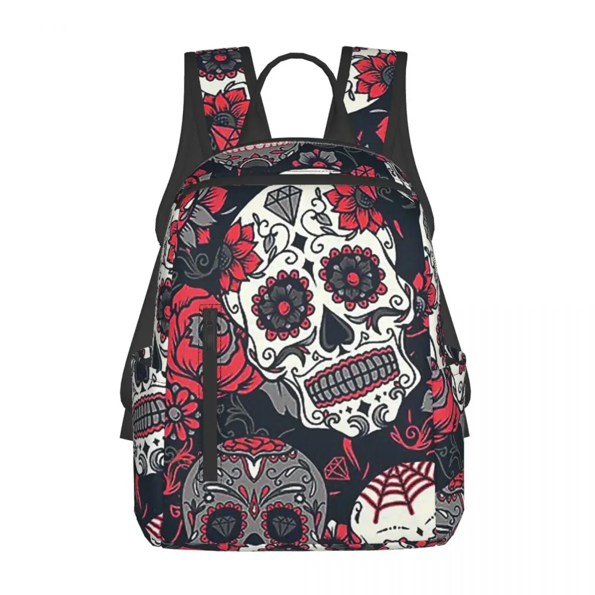 

Sugar Skull Pattern Red Backpack Daypack Large Capacity Kids BookBag School Bag Shoulder Bags for Men Women
