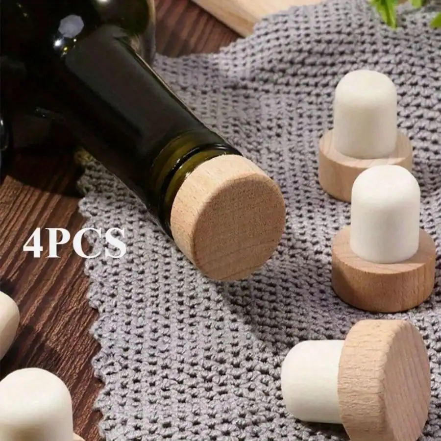 4PCS Wine Bottle Stopper Cork Stopper T - Shaped Polymer Stopper Sealed Oak Stopper Wine Bottle Vacuum - Pumping Stopper