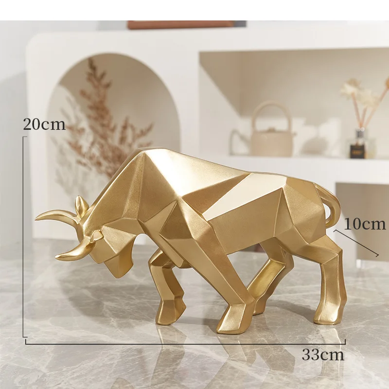 Resin Bull Statue Bison Sculpture Decoration Abstract Animal Figurine Room Desk Home Decoration Gift