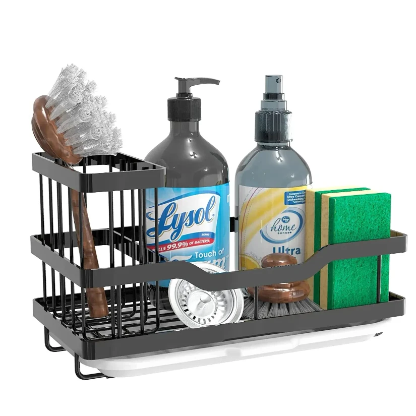 

Self-draining Sink Shelf Stainless Steel Kitchen Sink Caddy Drain Rack Soap Sponge Holder for Kitchen Sink Organizer