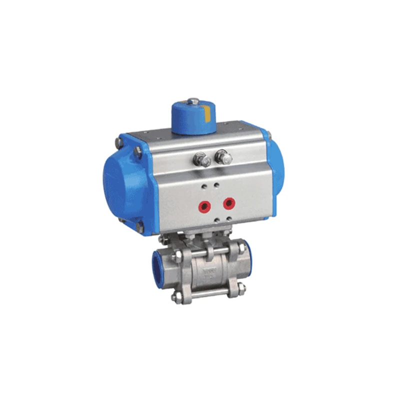 DN15 Three Piece Pneumatic ball valve-with high platform304 Double Acting Cylinder