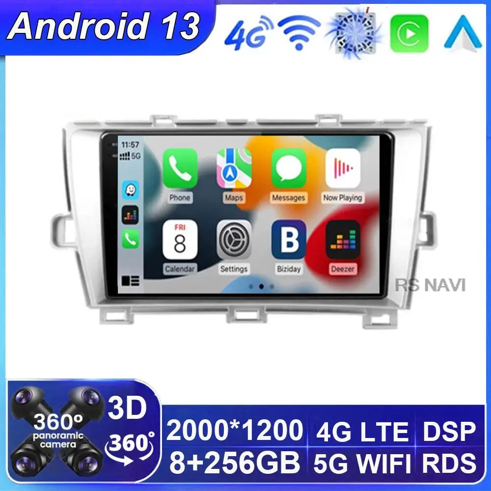 

9 inch Android 13 Car Radio For Toyota Prius 3 XW30 2009 - 2015 Multimedia Video Player Android auto wireless adapter No 2 din