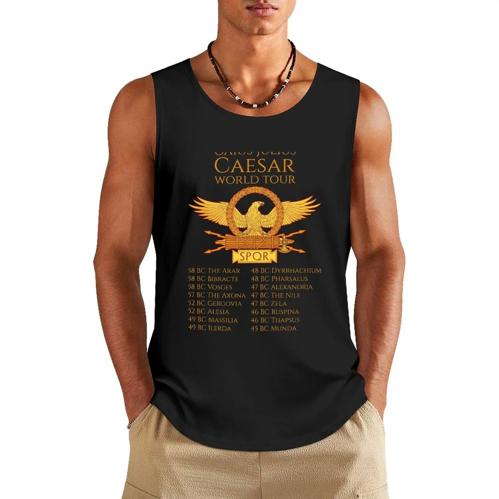 Gaius Julius Caesar World Tour - Ancient Rome SPQR Legionary Eagle Roman History Tank Top Sports clothing vest men