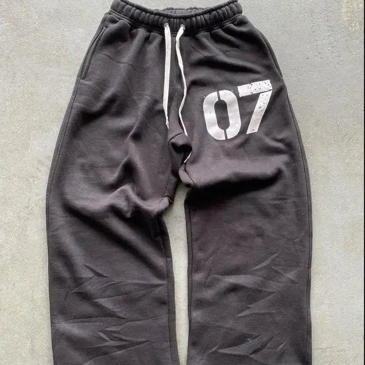 

New American street casual pants fashion printed trousers elastic waist loose men's and women's trendy sweatpants