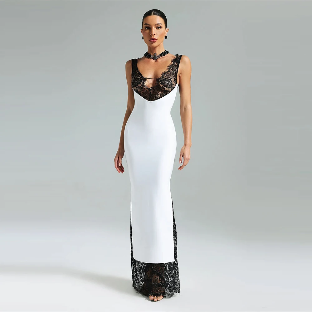 

Sexy Mermaid Evening Dress Graceful V-Neck Lace Zipper Back Customized Celebrity Gowns Delicate Jersey Party Dresses