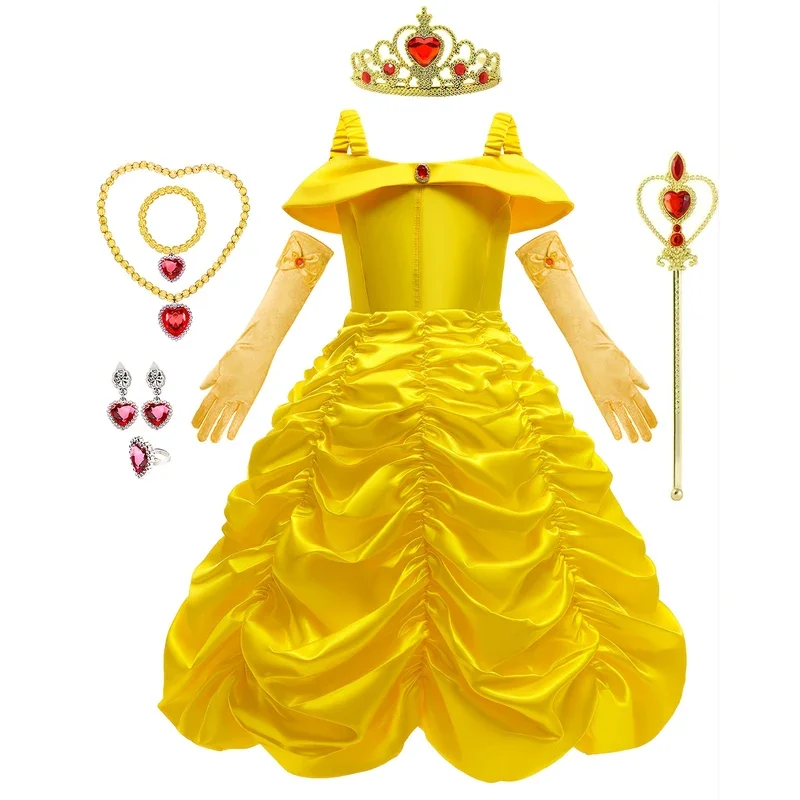 فستان الأميرة الجميلة للبنات ، ملابس تنكرية ، زي الهالوين ، ملابس الكرنفال ، فساتين حفلات موسيقية للأطفال ، إكسسوارات