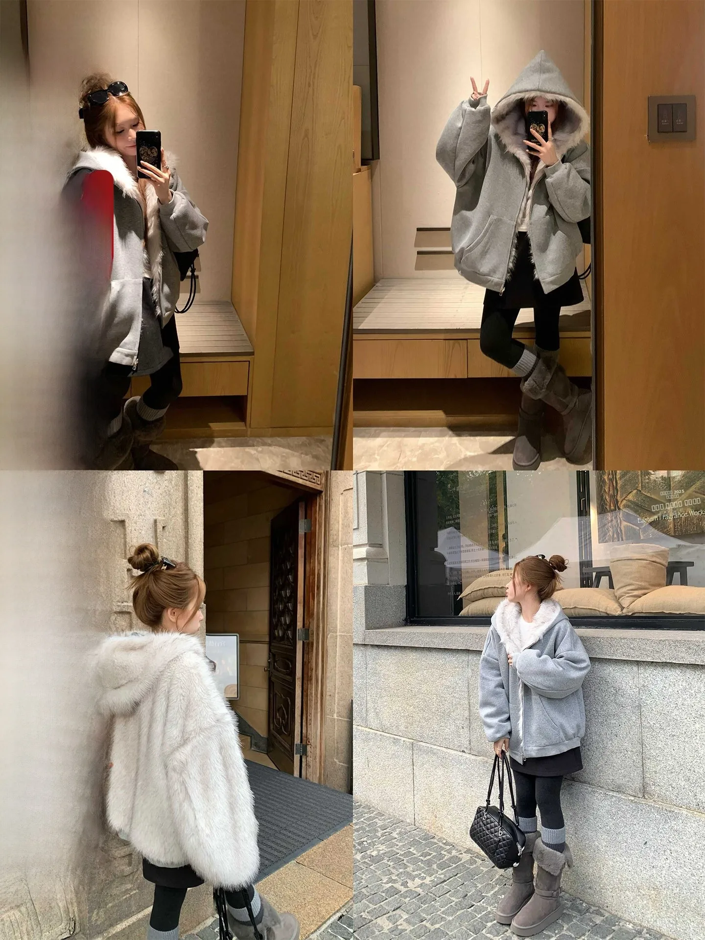 

Thiened Fce Women's Jaet with Hat Autumn Winter Warm Top Zipper Closure Long Sve Mid-Length Coat for Ladies