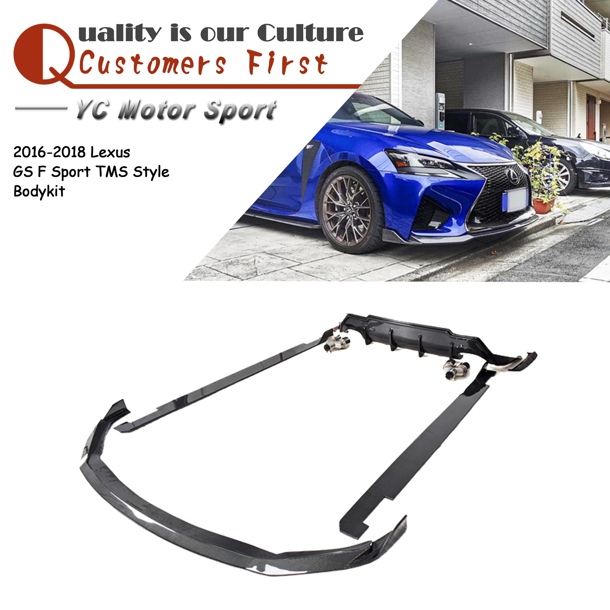 

Car Accessories Carbon Fiber TM Style Bodykit Fit For 2016-2018 Lexus GS F Sport Body Kit Side Skirts Front Lip Rear Diffuser