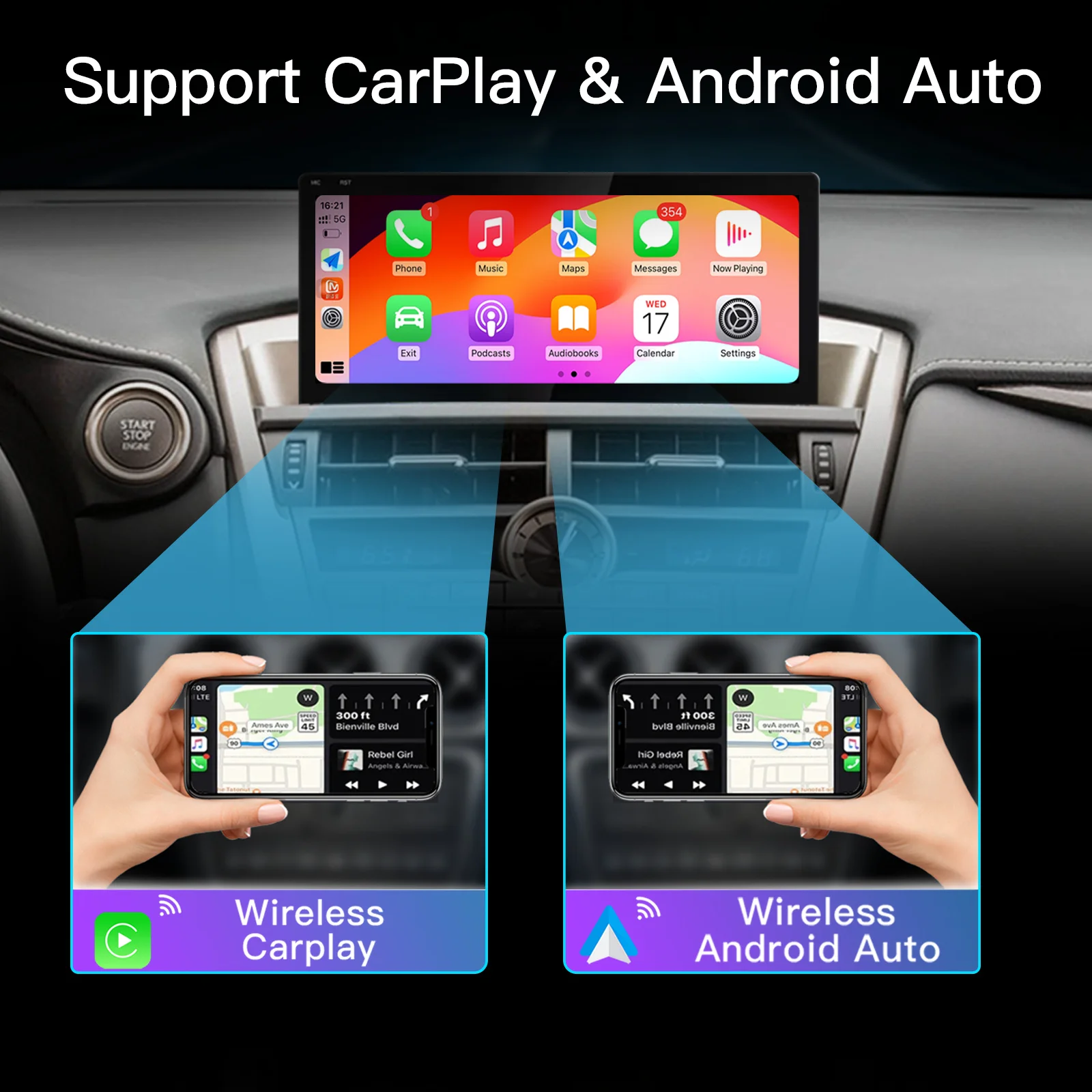 Android 14 CarPlay Auto Radio for Lexus NX (2014-2021) Multimedia GPS Navigation Screen Stereo Audio