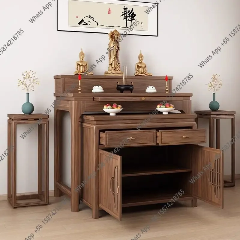 

X30 New Chinese-style Black Walnut Solid Wood Offering Table Buddhist Platform Household Buddhist Hall God Of Wealth Offering Ta