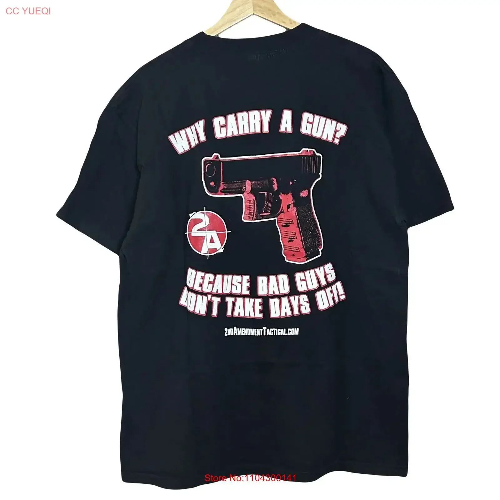 Vintage Y2K Why Carry A Gun Black T Shirt Pro 2nd Amendment Tactical Mens Large vintage Washed homme Stretched Comfortable