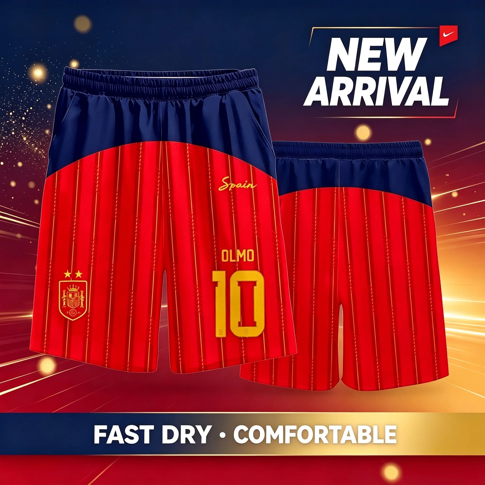 2026 Spain Team Uniform Yamal Football Fan Uniform Quick Drying Short Pants Men's Casual Pants Sports Pants Family Kids Tees 3d