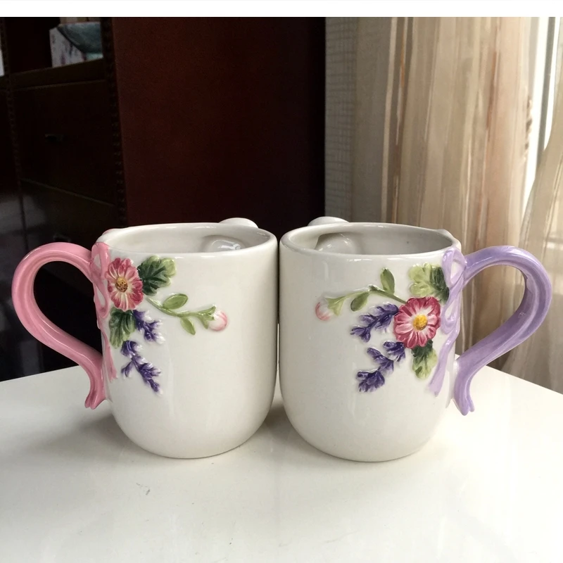 350ml Korean version of ceramic couple coffee cup a pair hand-painted cute swan mug water wedding gift