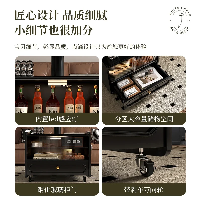 # T * لرفع الخشب الصلب طاولة القهوة القابلة للطي المحمول الرجعية الأسود الحديثة بسيطة غرفة المعيشة أريكة الجانب الشاي أ