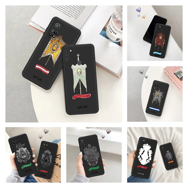 Phone Case for Samsung A40 A51 A52 A53 A54 A71 A72 A73 A74 A41 A42 A31 A32 A33 A34 Christ Emblem Flag Art Black Silicone Cover