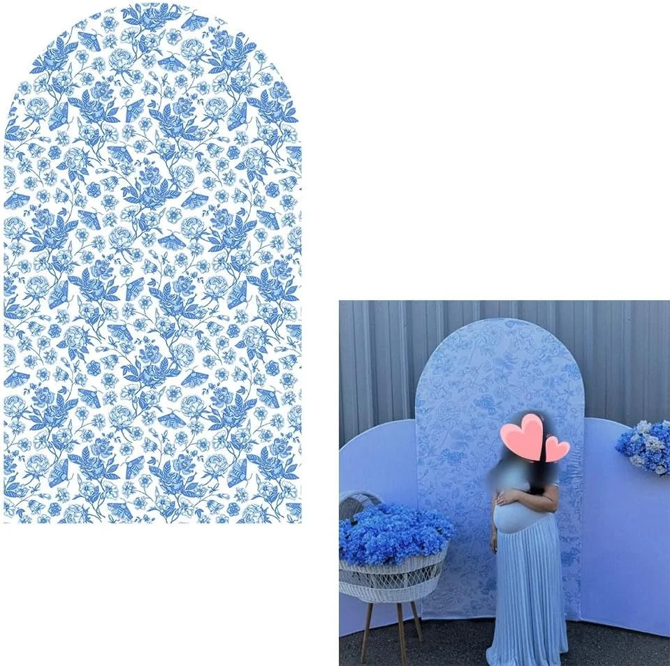 

Синий Флор с аркой Флора, чехол для детского душа, украшения для детского душа, подставка для арки, чехлы из спандекса, послеобеденный чай, событие, свадьба