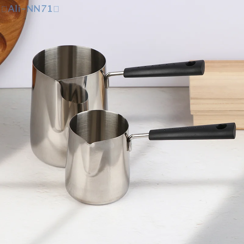 【NN71】350/600 ml Kaffeekanne aus Edelstahl mit langem Griff und Ausgießer, Milchbutterwärmer, Topf für den Herd, Schokoladenschmelzpfanne