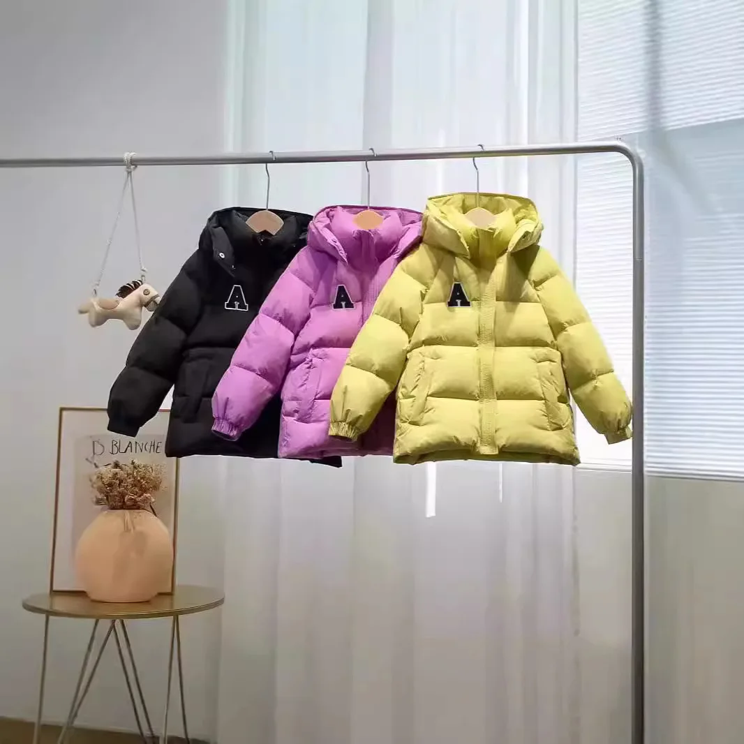 RAISE Winter Children Girls Jacket Letter Print 4-14Y Kids Girl Duck Down Jacket Hooded Thicken Warm Teens Girls Outerwear Parka