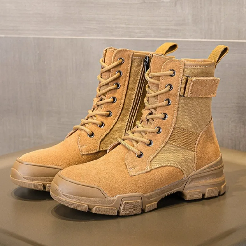 Retro Brown Genuine Leather Ankle Boots Women Fashion Side Zip Detail Platform Boots British Style Non-Slip Warm Winter Shoes