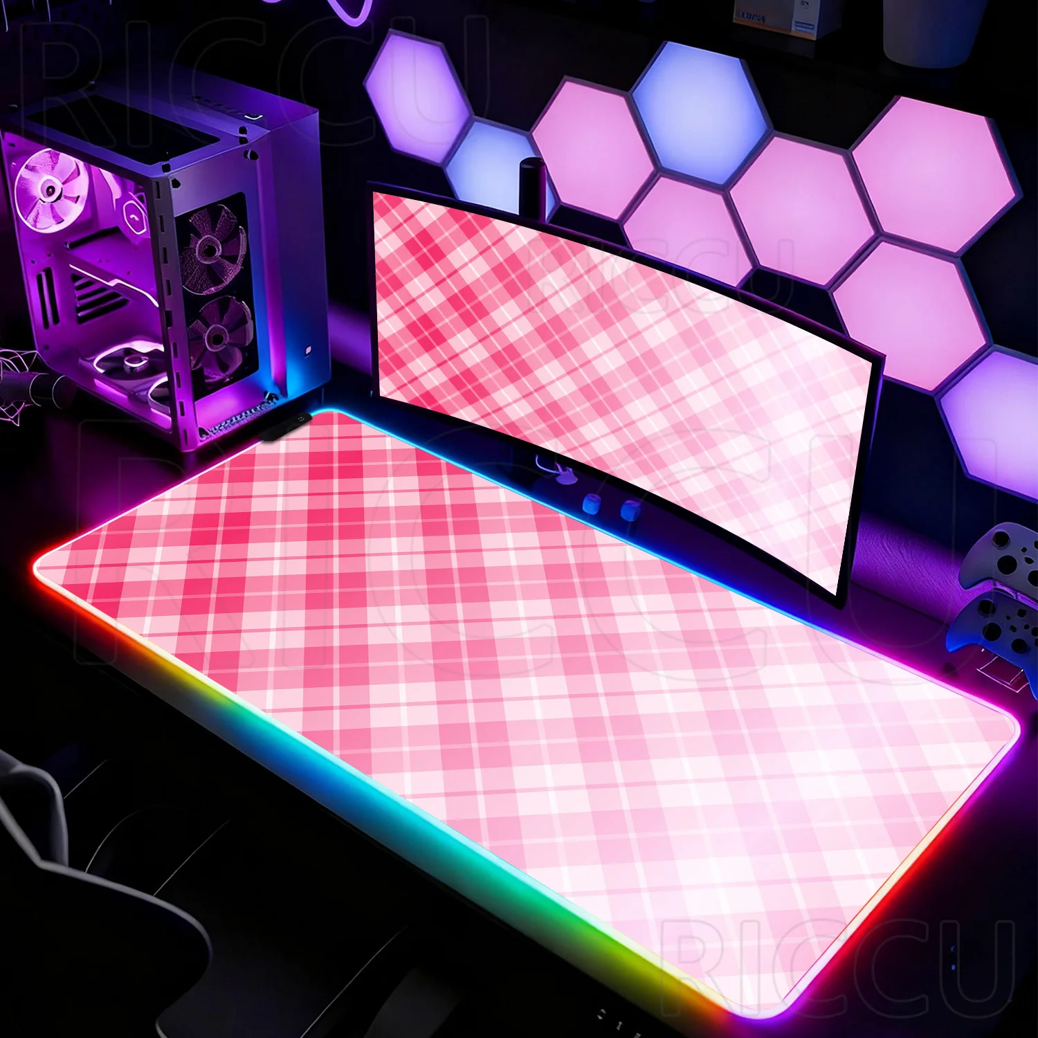

RGB HD Gradient color Lattice Mouse Pad Kawaii Cute Desk Mat Gaming Laptop Office Carpet carpet Keyboard Gamer Keyboard LED Mats