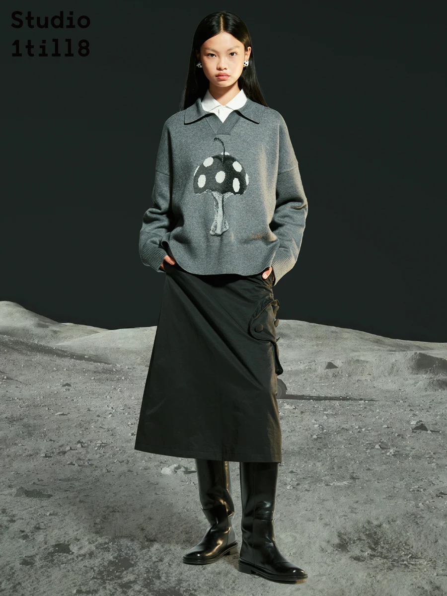 

Studiotill8 Women's Ne Long Sve Knitted Sweater Polka Dot Design Autumn Faion Small ence Design Sensation