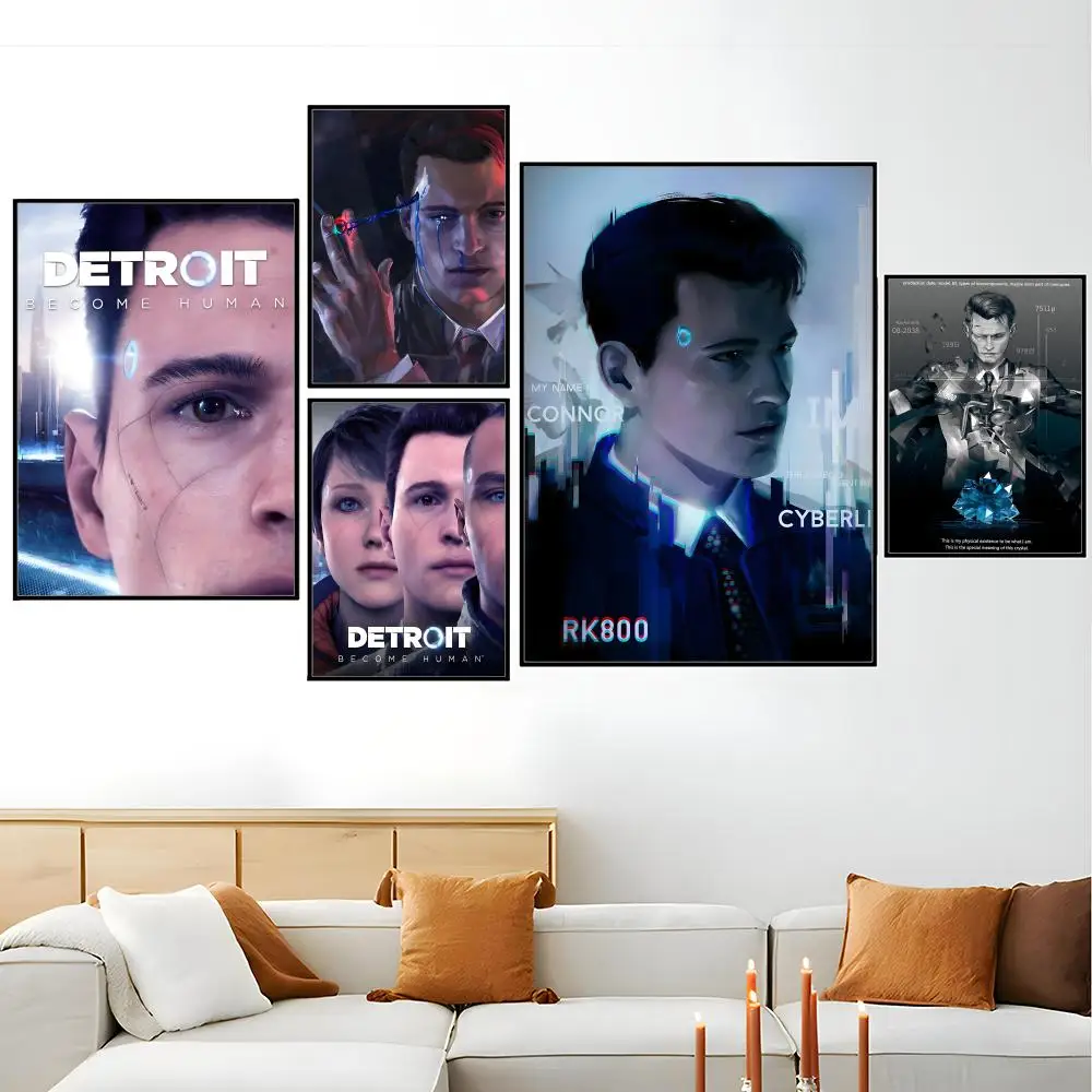 Affiche de jeu Detroit Become Human, impressions d'art esthétique minimaliste moderne, décoration de chambre à coucher, cuisine, maison, affiches d'art, cadeaux