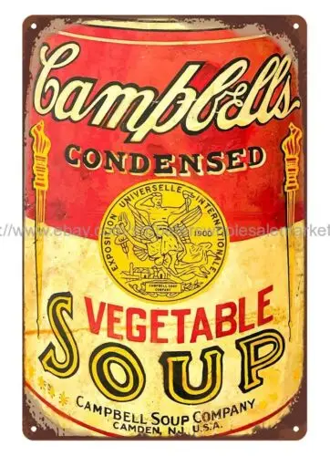 CAMPBELL'S VEGETABLE SOUP metal tin sign restaurant lounge garage decor