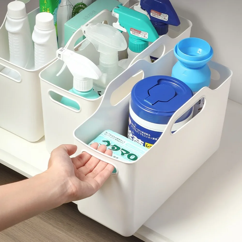

New Transparent Storage Basket Smooth Edge Large Capacity Laundry Basket with Handle Multifunctional Desktop Storage Box