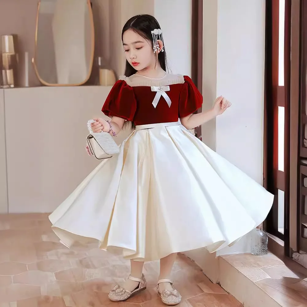 Children's high-end evening dress Girls' first birthday princess dress Children's host Little girl piano performance costume